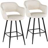 Margarite 26" Counter Stool in Black Metal & Cream Leatherette with Black Footrest (Set of 2)